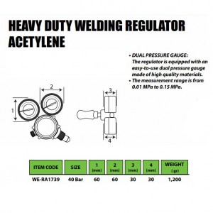 TEKIRO HEAVY DUTY WELDING REGULATOR ACETYLENE 40 BAR